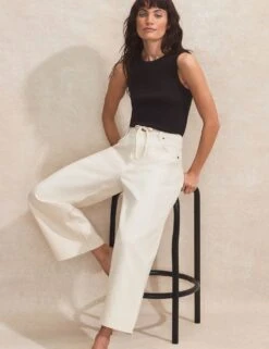 Pure Cotton Denim Mid Rise Straight Leg Jeans -Marksandspencer Sale Store pure cotton denim mid rise straight leg jeans 9