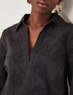 MONSOON Pure Cotton Embroidered Mini Shift Dress -Marksandspencer Sale Store pure cotton embroidered mini shift dress 5