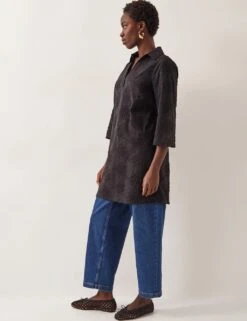 MONSOON Pure Cotton Embroidered Mini Shift Dress -Marksandspencer Sale Store pure cotton embroidered mini shift dress 6