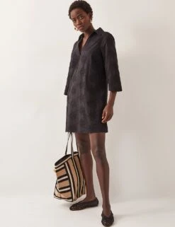 MONSOON Pure Cotton Embroidered Mini Shift Dress -Marksandspencer Sale Store pure cotton embroidered mini shift dress 8