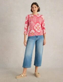WHITE STUFF Pure Cotton Floral Crew Neck Jumper -Marksandspencer Sale Store pure cotton floral crew neck jumper 11