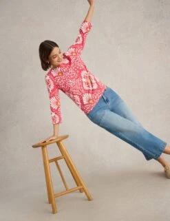 WHITE STUFF Pure Cotton Floral Crew Neck Jumper -Marksandspencer Sale Store pure cotton floral crew neck jumper 9