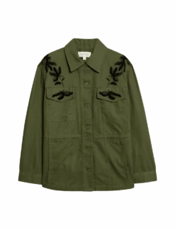 Pure Cotton Floral Utility Jacket -Marksandspencer Sale Store pure cotton floral utility jacket