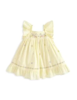 Mamas & Papas Pure Cotton Frill Embroidered Dress (0-3 Yrs) -Marksandspencer Sale Store pure cotton frill embroidered dress 0 3 yrs 1 4