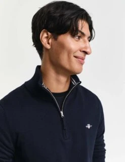 Gant Pure Cotton Funnel Neck Half Zip Jumper -Marksandspencer Sale Store pure cotton funnel neck half zip jumper 18