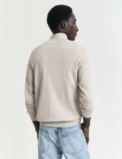 Gant Pure Cotton Funnel Neck Half Zip Jumper -Marksandspencer Sale Store pure cotton funnel neck half zip jumper 8
