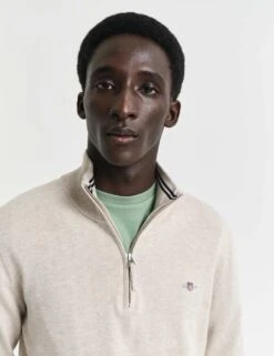 Gant Pure Cotton Funnel Neck Half Zip Jumper -Marksandspencer Sale Store pure cotton funnel neck half zip jumper 9
