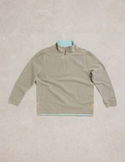 WHITE STUFF Pure Cotton Funnel Neck Half Zip Sweatshirt -Marksandspencer Sale Store pure cotton funnel neck half zip sweatshirt 14