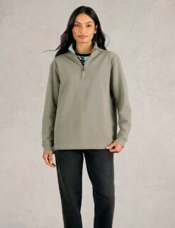 WHITE STUFF Pure Cotton Funnel Neck Half Zip Sweatshirt -Marksandspencer Sale Store pure cotton funnel neck half zip sweatshirt 19