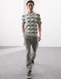 Pure Cotton Geometric Knitted Polo Shirt -Marksandspencer Sale Store pure cotton geometric knitted polo shirt 5