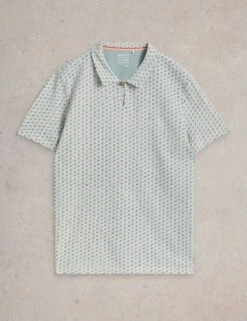 WHITE STUFF Pure Cotton Geometric Print Polo Shirt -Marksandspencer Sale Store pure cotton geometric print polo shirt 6