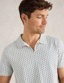 WHITE STUFF Pure Cotton Geometric Print Polo Shirt -Marksandspencer Sale Store pure cotton geometric print polo shirt 8