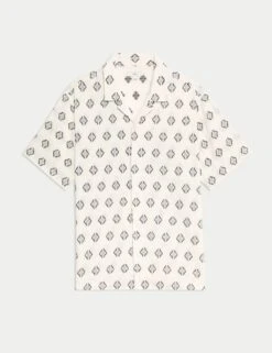 Pure Cotton Geometric Print Shirt -Marksandspencer Sale Store pure cotton geometric print shirt 8