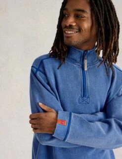 WHITE STUFF Pure Cotton Graphic Half Zip Sweatshirt -Marksandspencer Sale Store pure cotton graphic half zip sweatshirt 10