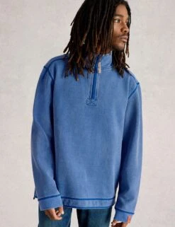 WHITE STUFF Pure Cotton Graphic Half Zip Sweatshirt -Marksandspencer Sale Store pure cotton graphic half zip sweatshirt 13