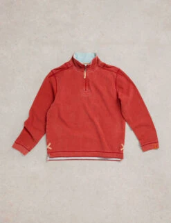 WHITE STUFF Pure Cotton Graphic Half Zip Sweatshirt -Marksandspencer Sale Store pure cotton graphic half zip sweatshirt 14