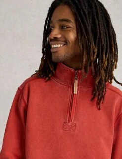 WHITE STUFF Pure Cotton Graphic Half Zip Sweatshirt -Marksandspencer Sale Store pure cotton graphic half zip sweatshirt 18