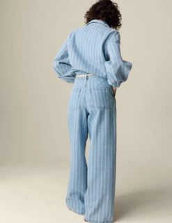 Pure Cotton Denim Striped Wide Leg -Marksandspencer Sale Store pure cotton high waisted striped wide leg jeans 1