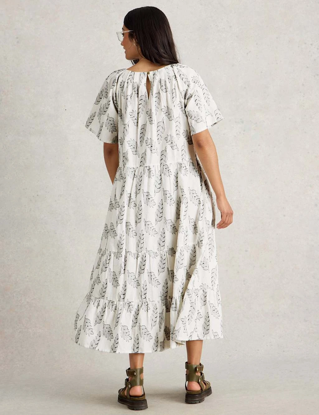 WHITE STUFF Pure Cotton Jacquard Midi Tiered Dress 12 WHITE STUFF Pure Cotton Jacquard Midi Tiered Dress - Image 12