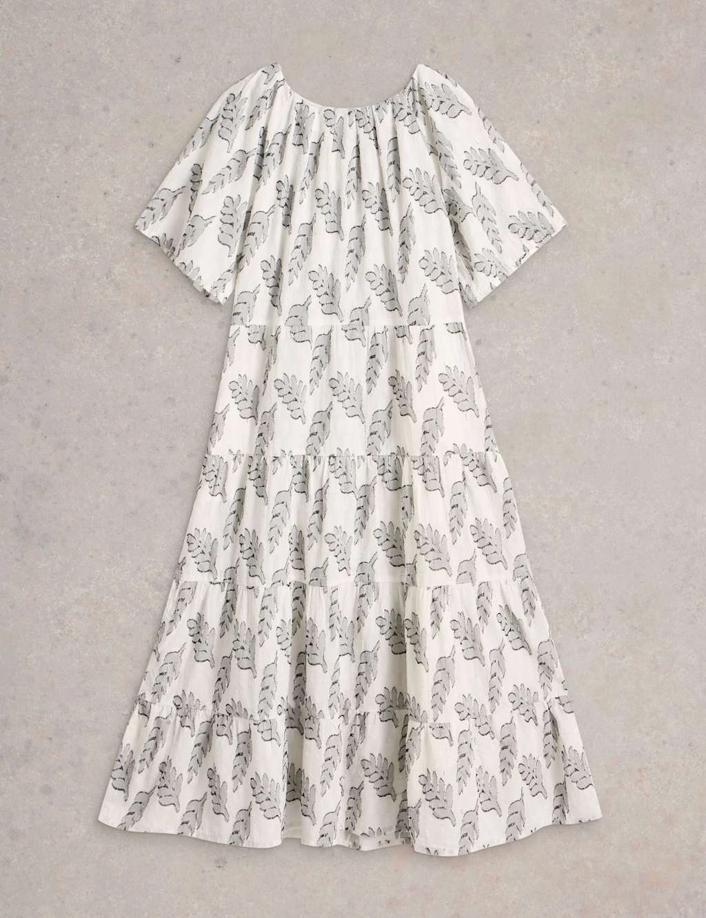 WHITE STUFF Pure Cotton Jacquard Midi Tiered Dress 8 WHITE STUFF Pure Cotton Jacquard Midi Tiered Dress - Image 8
