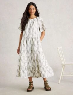 WHITE STUFF Pure Cotton Jacquard Midi Tiered Dress 21 WHITE STUFF Pure Cotton Jacquard Midi Tiered Dress -Marksandspencer Sale Store pure cotton jacquard midi tiered dress 9