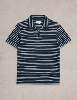 WHITE STUFF Pure Cotton Jacquard Striped Polo Shirt -Marksandspencer Sale Store pure cotton jacquard striped polo shirt 6