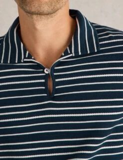 WHITE STUFF Pure Cotton Jacquard Striped Polo Shirt -Marksandspencer Sale Store pure cotton jacquard striped polo shirt 7