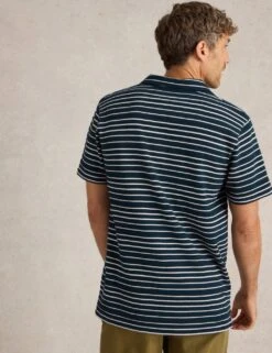 WHITE STUFF Pure Cotton Jacquard Striped Polo Shirt -Marksandspencer Sale Store pure cotton jacquard striped polo shirt 8