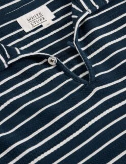 WHITE STUFF Pure Cotton Jacquard Striped Polo Shirt -Marksandspencer Sale Store pure cotton jacquard striped polo shirt 9