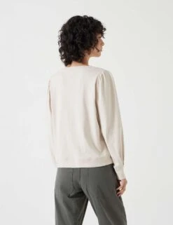 Emily Pure Cotton Puff Sleeve Top -Marksandspencer Sale Store pure cotton jersey puff sleeve sweatshirt