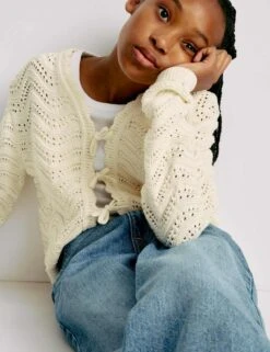 Pure Cotton Knitted Cardigan (6-16 Yrs) -Marksandspencer Sale Store pure cotton knitted cardigan 6 16 yrs 1 10