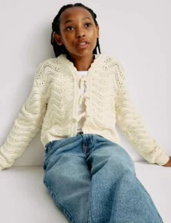 Pure Cotton Knitted Cardigan (6-16 Yrs) -Marksandspencer Sale Store pure cotton knitted cardigan 6 16 yrs 1 7