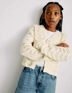 Pure Cotton Knitted Cardigan (6-16 Yrs) -Marksandspencer Sale Store pure cotton knitted cardigan 6 16 yrs 1 9