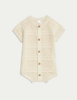 Pure Cotton Knitted Romper (0-3 Yrs) 10 Pure Cotton Knitted Romper (0-3 Yrs) -Marksandspencer Sale Store pure cotton knitted romper 0 3 yrs 1 3