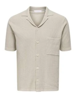Only & Sons Pure Cotton Knitted Short Sleeve Shirt -Marksandspencer Sale Store pure cotton knitted short sleeve shirt 2
