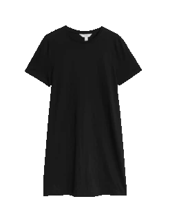 Pure Cotton Mini T-Shirt Dress -Marksandspencer Sale Store pure cotton mini t shirt dress