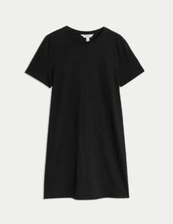 Pure Cotton Mini T-Shirt Dress -Marksandspencer Sale Store pure cotton mini t shirt dress 8