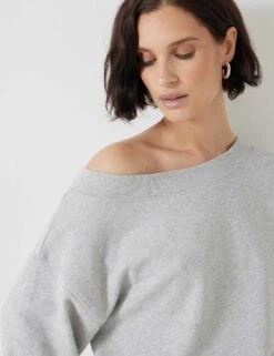 Pure Cotton Off The Shoulder Sweatshirt -Marksandspencer Sale Store pure cotton off the shoulder sweatshirt 15