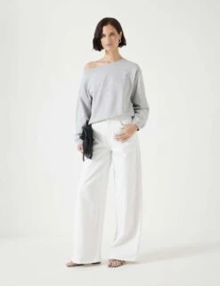 Pure Cotton Off The Shoulder Sweatshirt -Marksandspencer Sale Store pure cotton off the shoulder sweatshirt 16