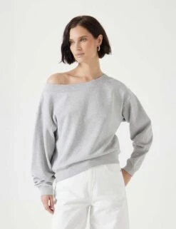 Pure Cotton Off The Shoulder Sweatshirt -Marksandspencer Sale Store pure cotton off the shoulder sweatshirt 19