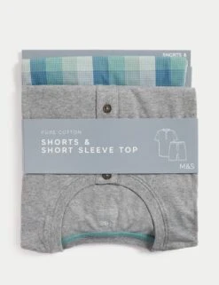 Pure Cotton Ombre Checked Pyjama Set -Marksandspencer Sale Store pure cotton ombre checked pyjama set 6