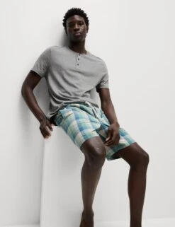 Pure Cotton Ombre Checked Pyjama Set -Marksandspencer Sale Store pure cotton ombre checked pyjama set 7