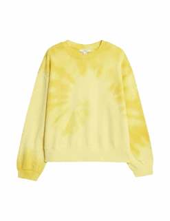 Pure Cotton Ombre Cropped Sweatshirt -Marksandspencer Sale Store pure cotton ombre cropped sweatshirt 1