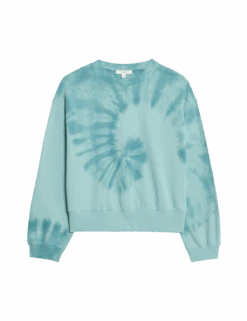 Pure Cotton Ombre Cropped Sweatshirt -Marksandspencer Sale Store pure cotton ombre cropped sweatshirt