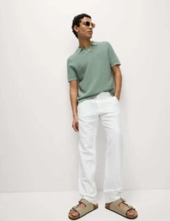 Pure Cotton Open Neck Knitted Polo Shirt -Marksandspencer Sale Store pure cotton open neck knitted polo shirt 10