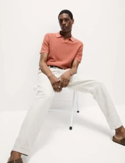 Pure Cotton Open Neck Knitted Polo Shirt -Marksandspencer Sale Store pure cotton open neck knitted polo shirt 15