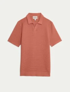 Pure Cotton Open Neck Knitted Polo Shirt -Marksandspencer Sale Store pure cotton open neck knitted polo shirt 16