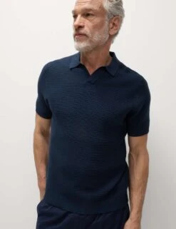 Pure Cotton Open Neck Knitted Polo Shirt -Marksandspencer Sale Store pure cotton open neck knitted polo shirt 5