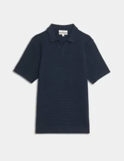 Pure Cotton Open Neck Knitted Polo Shirt -Marksandspencer Sale Store pure cotton open neck knitted polo shirt 6