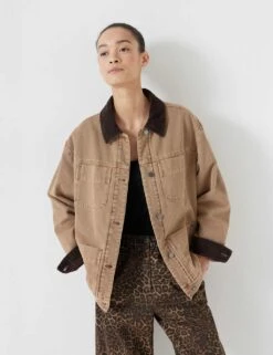Pure Cotton Oversized Trucker Jacket -Marksandspencer Sale Store pure cotton oversized trucker jacket 6
